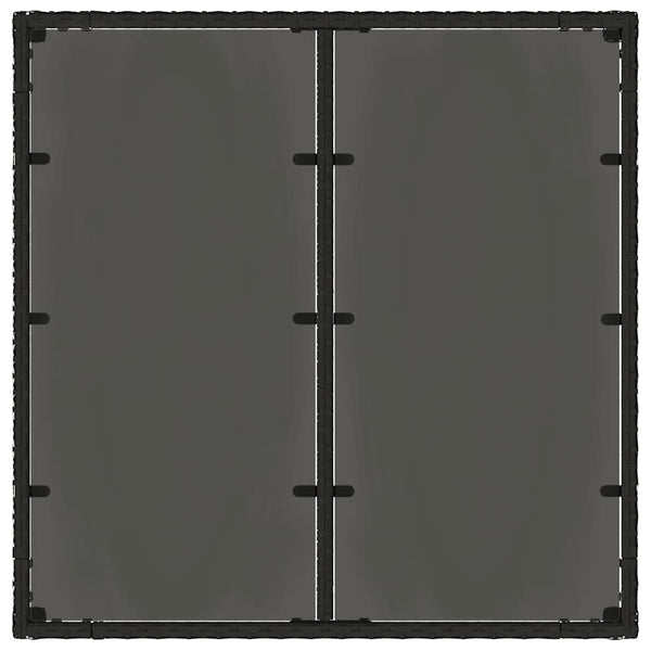 Schwarzer Gartentisch mit Glasplatte 90x90 cm