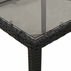 Schwarzer Gartentisch mit Glasplatte 90x90 cm