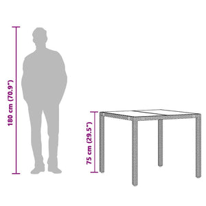 Schwarzer Gartentisch mit Glasplatte 90x90 cm