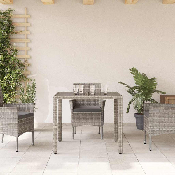 Gartentisch Grau Poly Rattan 90x90 cm