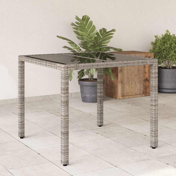 Gartentisch Grau Poly Rattan 90x90 cm