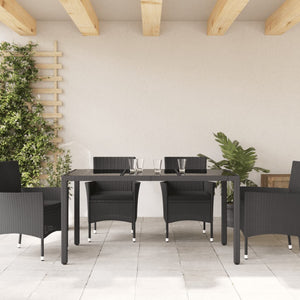 Schwarzer Gartentisch mit Glasplatte 150x90 cm