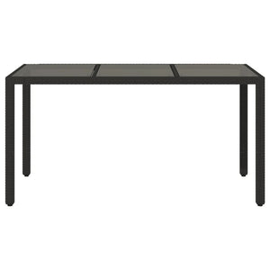 Schwarzer Gartentisch mit Glasplatte 150x90 cm