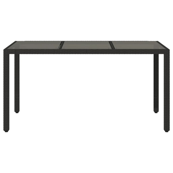 Schwarzer Gartentisch mit Glasplatte 150x90 cm