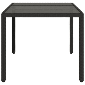 Schwarzer Gartentisch mit Glasplatte 150x90 cm