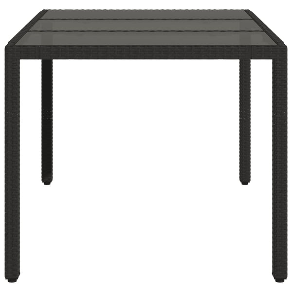 Schwarzer Gartentisch mit Glasplatte 150x90 cm