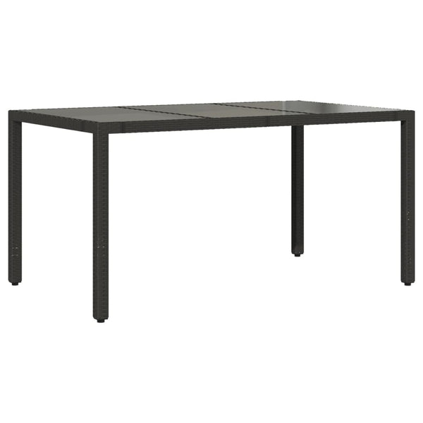 Schwarzer Gartentisch mit Glasplatte 150x90 cm