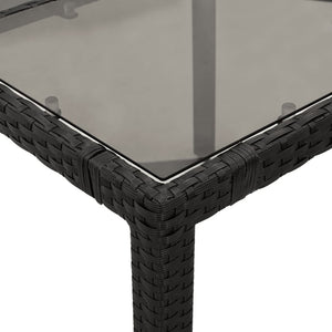 Schwarzer Gartentisch mit Glasplatte 150x90 cm