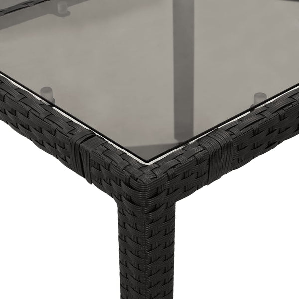 Schwarzer Gartentisch mit Glasplatte 150x90 cm