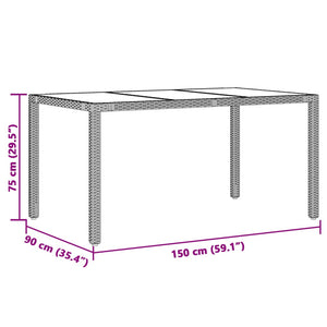Gartentisch Braun Poly Rattan 150x90 cm