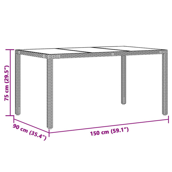 Gartentisch Braun Poly Rattan 150x90 cm