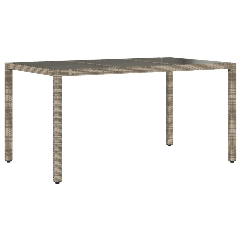 Gartentisch Grau mit Glasplatte 150x90 cm