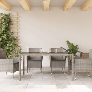 Gartentisch Grau mit Glasplatte 150x90 cm