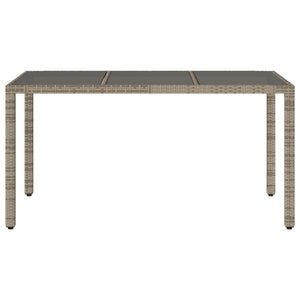 Gartentisch Grau mit Glasplatte 150x90 cm