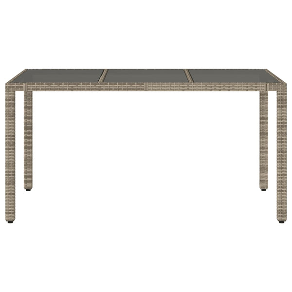 Gartentisch Grau mit Glasplatte 150x90 cm