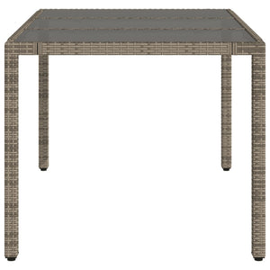 Gartentisch Grau mit Glasplatte 150x90 cm