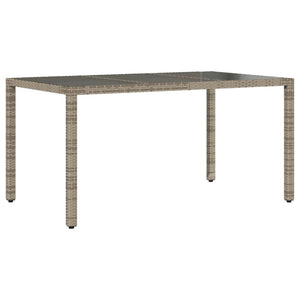 Gartentisch Grau mit Glasplatte 150x90 cm