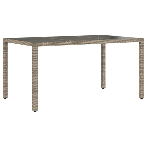 Gartentisch Grau mit Glasplatte 150x90 cm