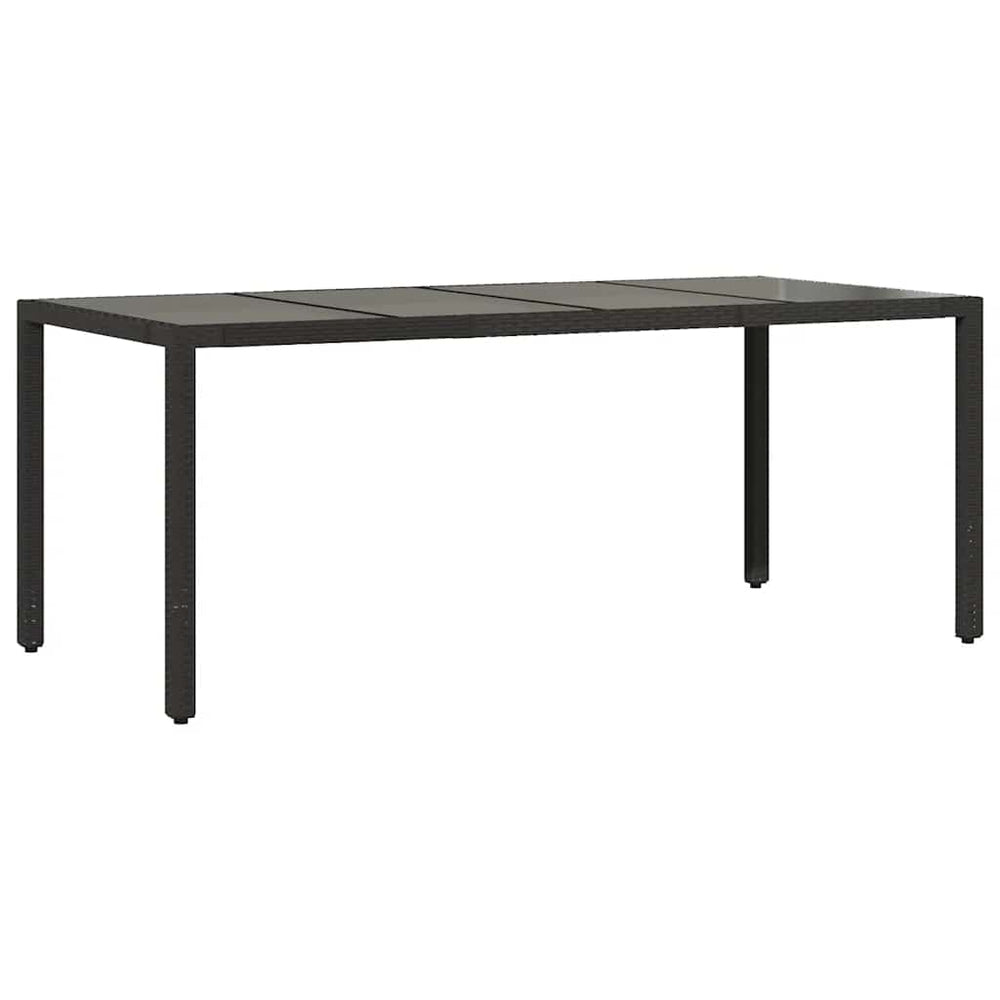 Schwarzer Gartentisch mit Glasplatte 190x90 cm