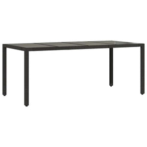 Schwarzer Gartentisch mit Glasplatte 190x90 cm