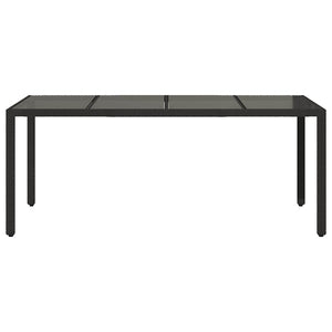 Schwarzer Gartentisch mit Glasplatte 190x90 cm