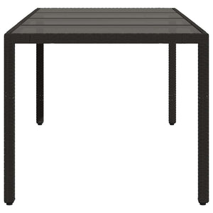 Schwarzer Gartentisch mit Glasplatte 190x90 cm