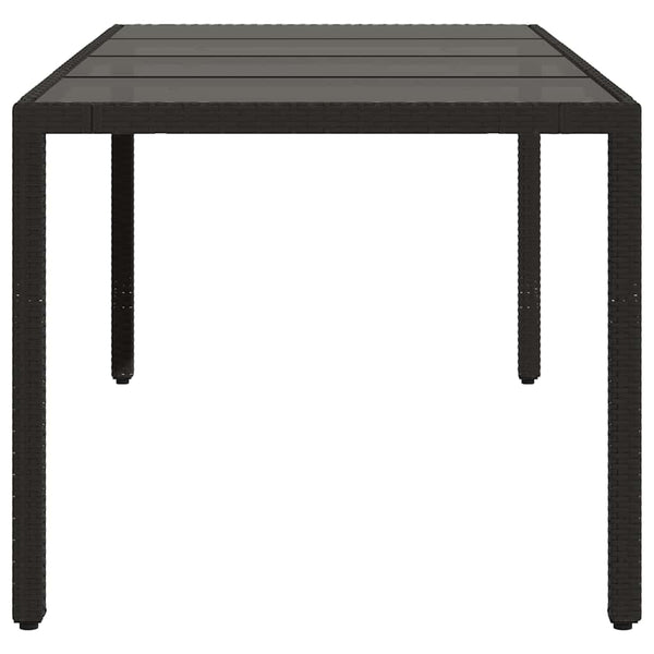 Schwarzer Gartentisch mit Glasplatte 190x90 cm