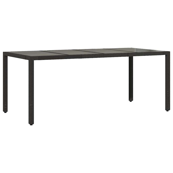 Schwarzer Gartentisch mit Glasplatte 190x90 cm