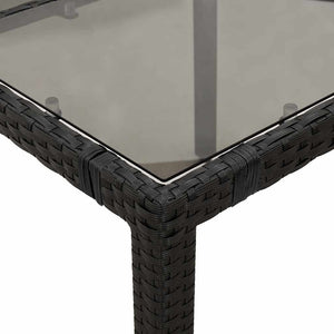 Schwarzer Gartentisch mit Glasplatte 190x90 cm