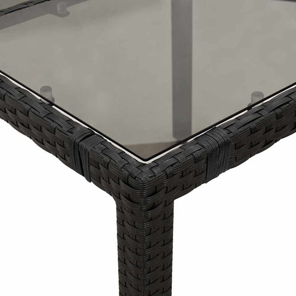 Schwarzer Gartentisch mit Glasplatte 190x90 cm