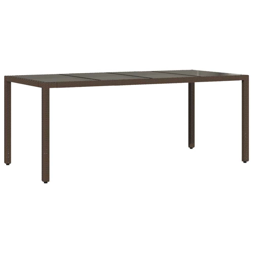 Gartentisch Braun Poly Rattan mit Glasplatte 190x90 cm