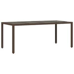Gartentisch Braun Poly Rattan mit Glasplatte 190x90 cm