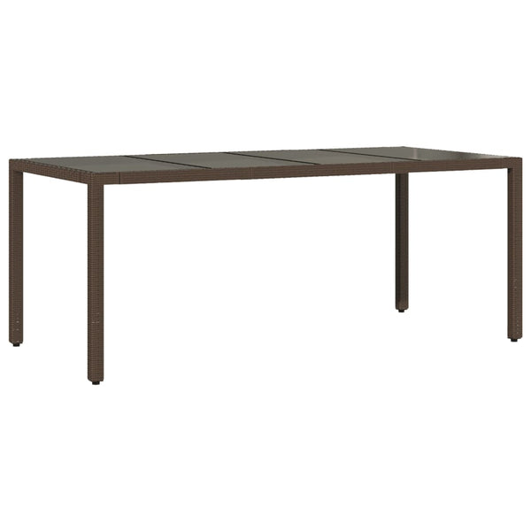 Gartentisch Braun Poly Rattan mit Glasplatte 190x90 cm
