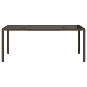 Gartentisch Braun Poly Rattan mit Glasplatte 190x90 cm
