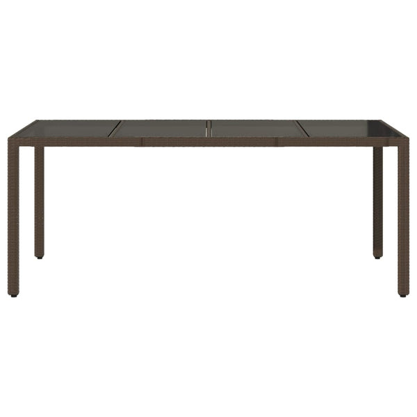 Gartentisch Braun Poly Rattan mit Glasplatte 190x90 cm