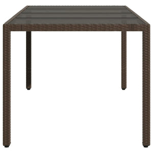 Gartentisch Braun Poly Rattan mit Glasplatte 190x90 cm
