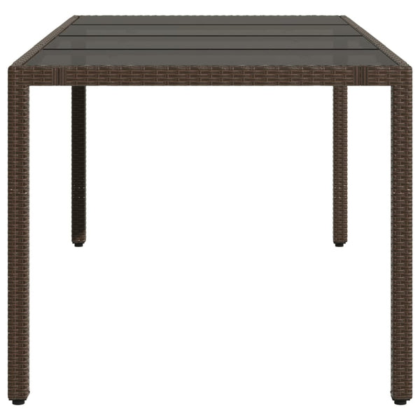 Gartentisch Braun Poly Rattan mit Glasplatte 190x90 cm