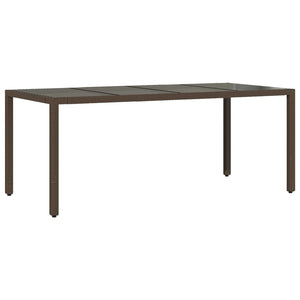 Gartentisch Braun Poly Rattan mit Glasplatte 190x90 cm
