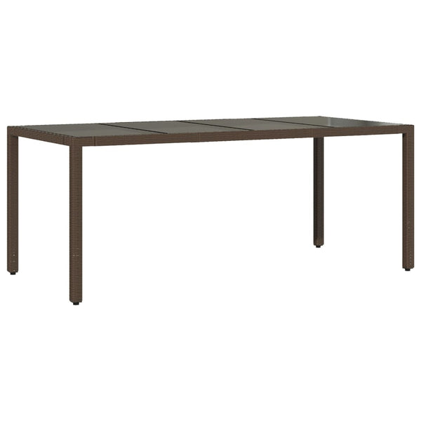 Gartentisch Braun Poly Rattan mit Glasplatte 190x90 cm