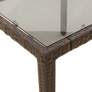 Gartentisch Braun Poly Rattan mit Glasplatte 190x90 cm