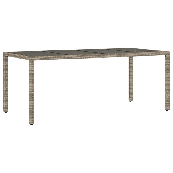 Grauer Gartentisch mit Glasplatte, 190 cm
