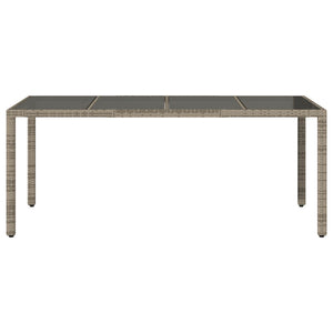 Grauer Gartentisch mit Glasplatte, 190 cm