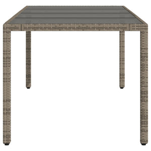 Grauer Gartentisch mit Glasplatte, 190 cm
