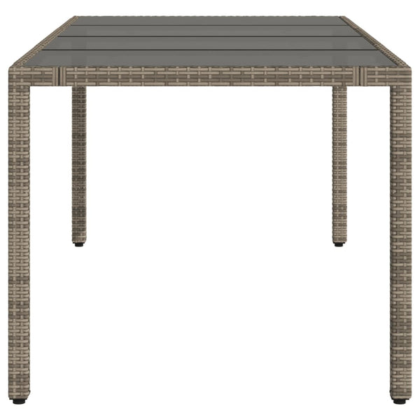 Grauer Gartentisch mit Glasplatte, 190 cm
