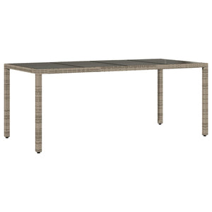 Grauer Gartentisch mit Glasplatte, 190 cm