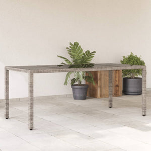 Grauer Gartentisch mit Glasplatte, 190 cm