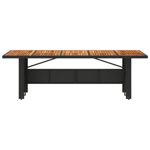 Gartentisch Schwarz Holzplatte 240 cm Poly Rattan