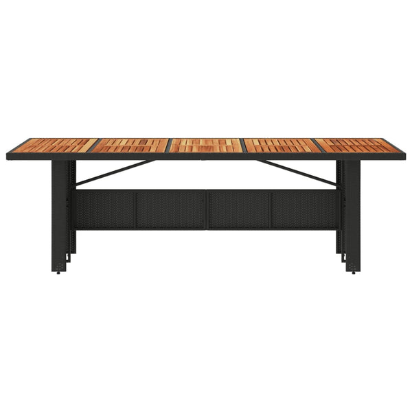 Gartentisch Schwarz Holzplatte 240 cm Poly Rattan