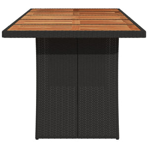 Gartentisch Schwarz Holzplatte 240 cm Poly Rattan