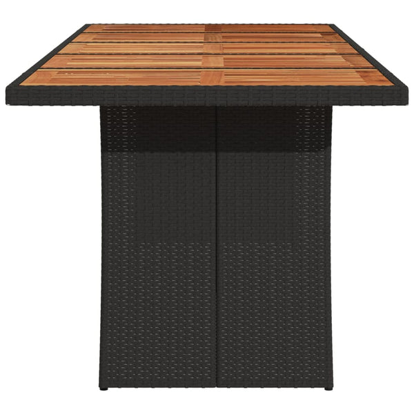 Gartentisch Schwarz Holzplatte 240 cm Poly Rattan